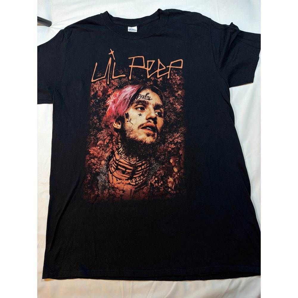 Lil Peep Graphic T-Shirt Mens Large Black Gildan Softstyle Ring Spun Cotton Tee